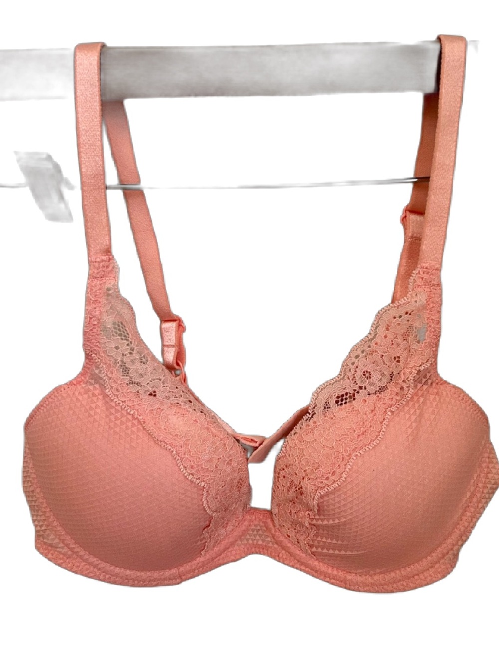 NWOT Passionata by Chantelle Peach Pink Lace Plunge Bra 34B 75B